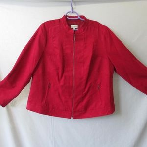 WOMAN 18W 2X PLUS Jacket COAT TRENCH SUEDE RED